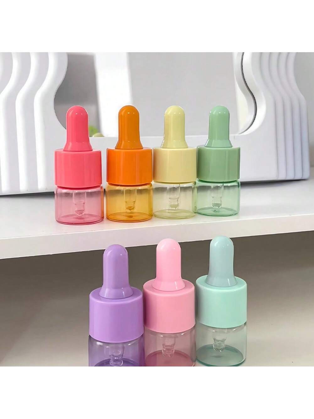 Juice Bottle Dropper - 5 個 5ml 10ml カラーガラススポイトボトル空詰め替え可能エッセンシャルオイルアロマセラピートラベルツール