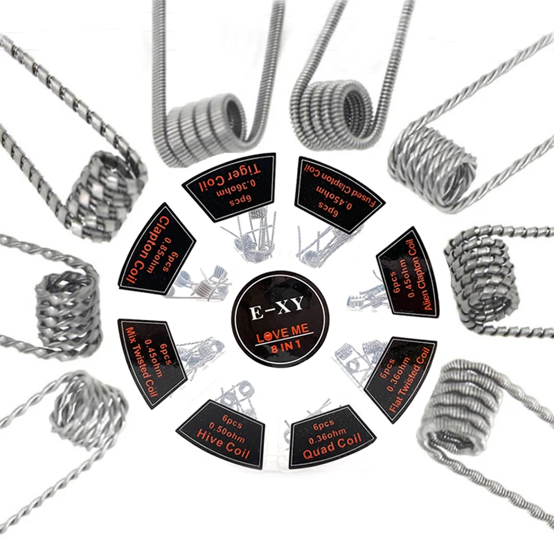 Clapton Wire Pre Built - Vmiss 8-in-1の事前に統合されたコイルクプトン,日曜大工,rda,rba,コンシーラー,綿加熱ワイヤー用