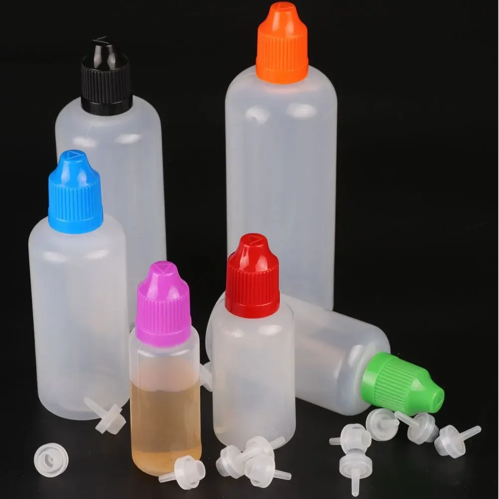 Juice Bottle Dropper - 5 個 3/5/10/15/20/30/50/60/100/120 ミリリットルプラスチック液体ジュースドロッパーボトルソフト PE チャイルドプルーフキャップ付き