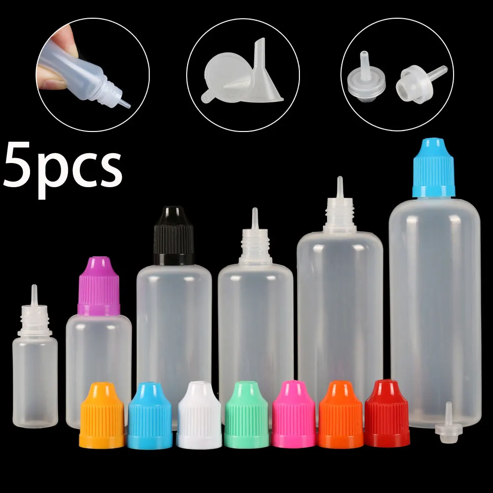 Juice Bottle Dropper - 5 個 X 5ML-120ML プラスチックスポイトボトル空の絞り可能な液体ジュースオイルアイジャー容器薄い先端 CRC