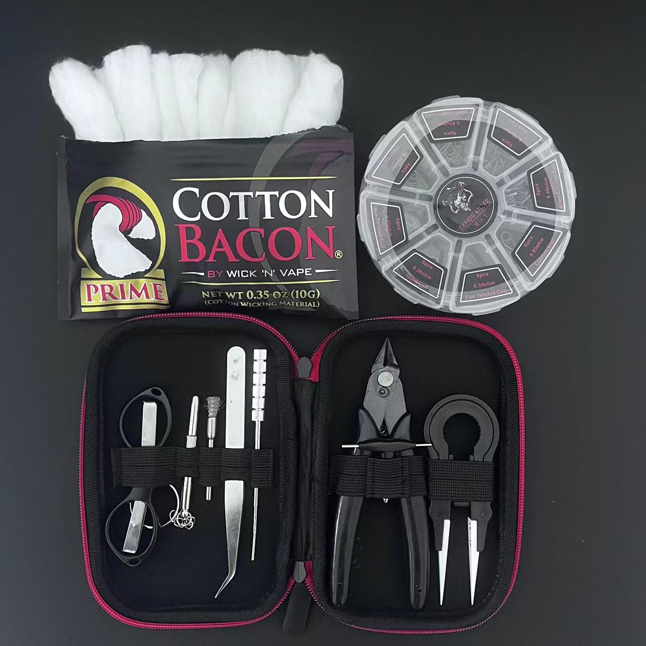 Clapton Wire Pre Built - ツールキットバッグセラミックピンセットプライヤーワイヤーバンドクラプトンコイル 8 in 1 構築済みコイルベーコンコットン RDA