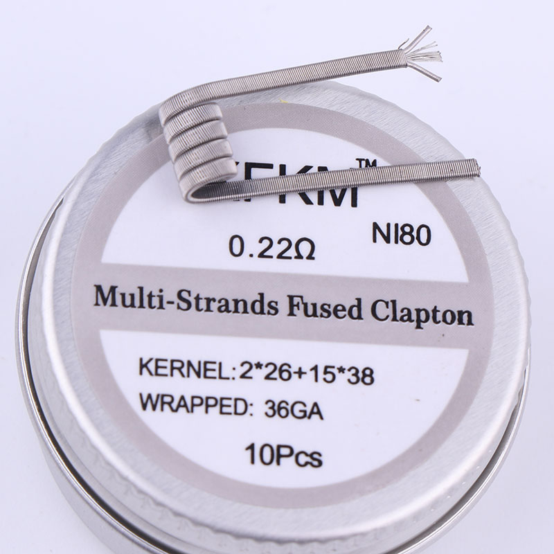 Clapton Wire Pre Built - 新しいxfkm,10ピース/箱n80,高密度コイル,rda rta rba用の事前に統合されたコイル,加熱ワイヤー,mtlコイル