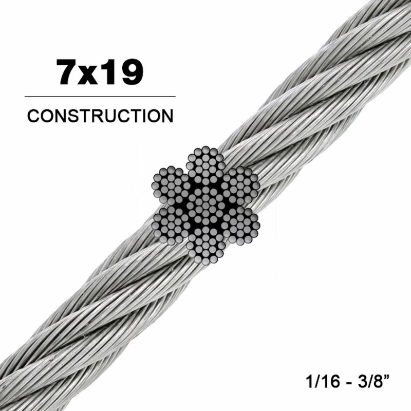 ワイヤーロープ 7X19 直径3.18mm 3.2mm 1/ - Stainless Wire Ss316 のレビューと価格