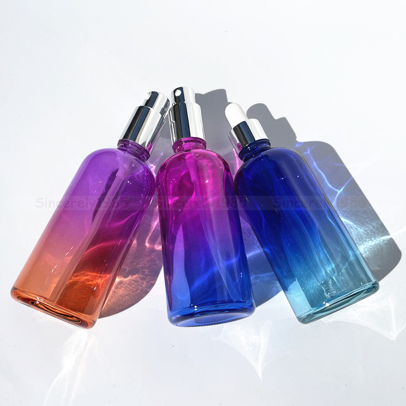 1X 3x 100ml グラデーションカラーガラスボトル、シ - Juice Bottle Dropper のレビューと価格