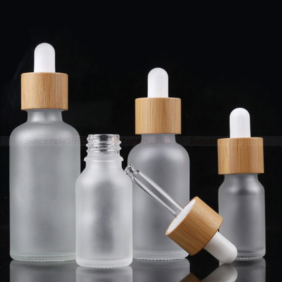 5X 10X つや消しクリアホワイトガラスドロッパーボトル竹 - Juice Bottle Dropper のレビューと価格