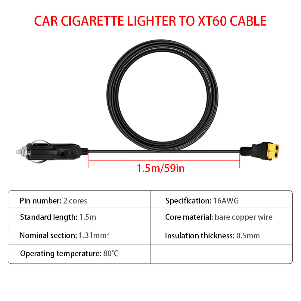 Xt60 16awgプラグカーシガレットライター、ポータブル - Accessories Experts Vape のレビューと価格